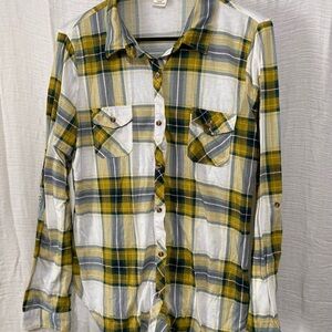 Passport Yellow and Green Plaid Shirt